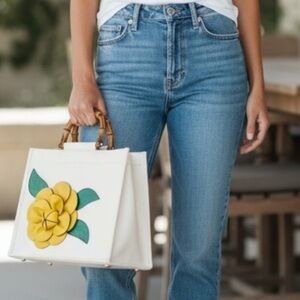 White and Yellow Floral Tote